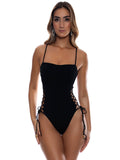 Square Neck Laced Up One-Piece