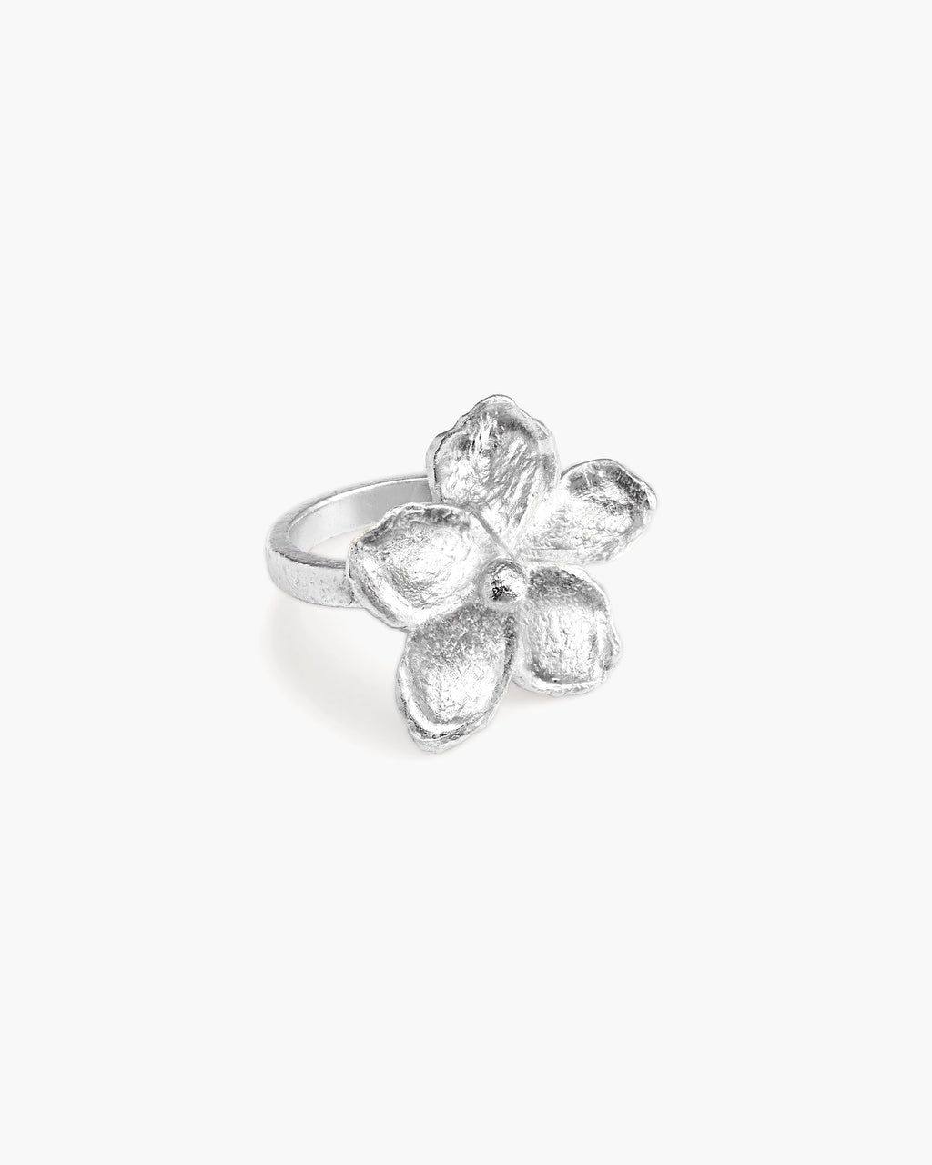 Textured Floral Ring in Silver