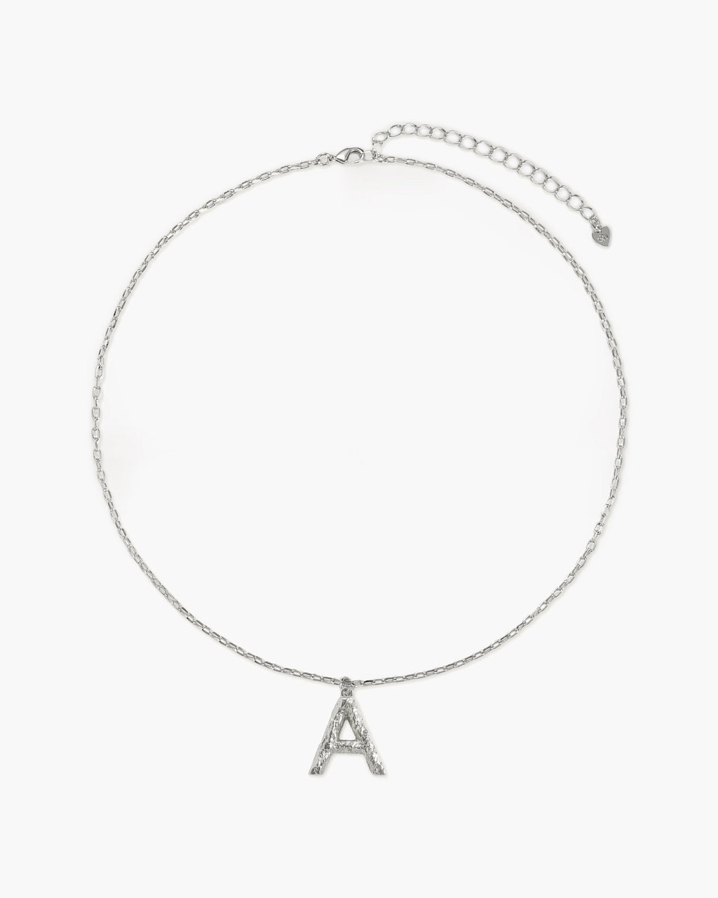 Textured Initial Letter Necklace in Silver
