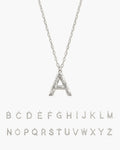 Textured Initial Letter Necklace in Silver